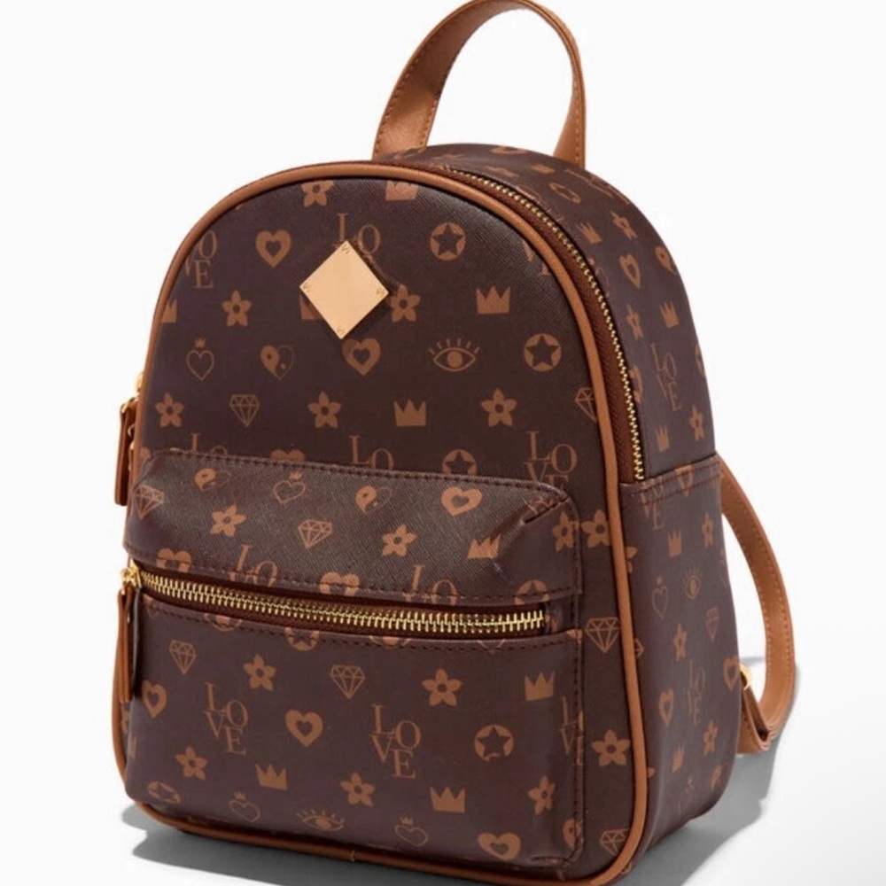 ‼️FINAL PRICE DROP‼️BNWT icon Brown Patterned mini Backpack - Picture 2 of 8